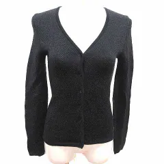 アンタイトル UNTITLED カーディガン ニット Vネック ラメ 長袖 ウール 黒 ブラック /YK