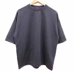 エテリオ ETELIO Tシャツ カットソー ダンボールニット クルーネック 五分袖 L チャコールグレー /YK