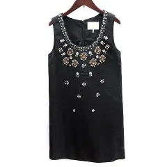 チェスティ Chesty ワンピース ひざ丈 ラインストーン 装飾 ノースリーブ 1 M 黒 ブラック /AU