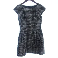 アンタイトル UNTITLED ワンピース ひざ丈 千鳥格子 フレンチスリーブ 2 M 黒 ブラック /AU