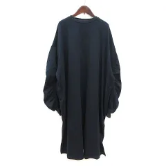 フォルクシー forksy. ワンピース ロング オーバーサイズ シャーリング 長袖 M 紺 ネイビー /MS