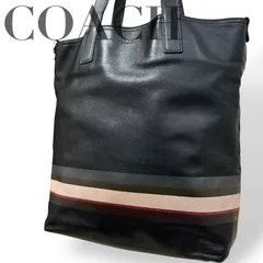 ☆★COACH  コーチ★トートバッグ　大容量　A4収納可　肩掛け　レザー　ブラック　ロゴ　ライン★♯2256