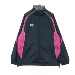 美品 Champion チャンピオン ワンポイントロゴ 長袖 ウィンドブレーカー S ブラック ピンク レディース 古着