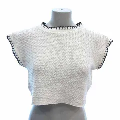 ザラ ZARA ニットベスト プルオーバー S 白 ホワイト 黒 ブラック /YK