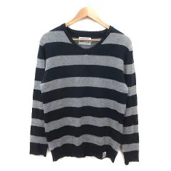 アズールバイマウジー AZUL by moussy ニット カットソー ボーダー 長袖 M 紺 ネイビー グレー /MS