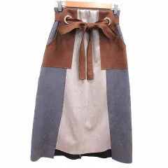 ガリャルダガランテ GALLARDAGALANTE タイトスカート ロング フェイクスエード ウエストマーク F 紫 パープル 茶 ブラウン /YK