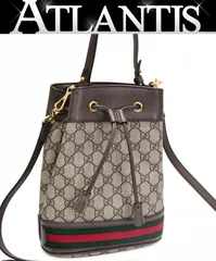 グッチ GUCCI オフィディア GGスプリーム ミニバケット2WAYバッグ 巾着 PVC×レザー ベージュ×ブラウン 550621 【73822】