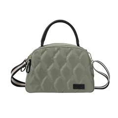 【新品】 [リズデイズ] トートバッグ レディース ショルダーバッグ 大人 軽量 ナイロン 2WAY キルティング 撥水 自立 (スモークグリーン/ブラック) 0