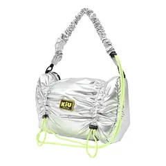 【新品】 KiU キウ パフィーギャザーハンドルバッグ PUFFY GATHERED HANDLE BAG 防水 撥水 ハンドバッグ ギャザー 中綿 ドローコード 長さ調節 シンプル おしゃれ かわいい カジュアル アウトドア 秋冬 シルバー K486-9 1