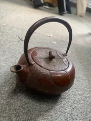 美品 南部鉄器 本場盛岡 岩鋳 急須 鉄瓶 柿柄 骨董品 茶道具 hy090801