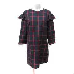 ザラ トラファルック ZARA Trafaluc ワンピース ひざ丈 七分袖 黒 ブラック 赤 レッド /YI