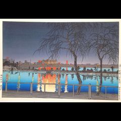 進藤蕃、「ラ・セーヌ」、希少画集・額装画、日本製・新品額縁にて額装