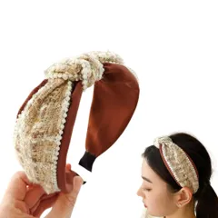 カチューシャ レディース 幅広 痛くない ヘアアクセサリー シンプル ツイード 結婚式 二次会 オフィス デイリー ヘアバンド 大人 ヘアアクセ エレガント ヘアアレンジ 髪飾り ヘッドアクセ 韓国風 (コーヒー, フリーサイズ [コーヒー] [フリーサイズ]