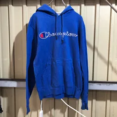 2158 Champion パーカー ブルー L チャンピオン スウェット 刺繍ロゴ 古着卸 アメリカ仕入