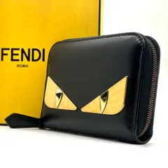 【目が奪われるデザイン】　FENDI　バグズアイ モンスター コインケース ミニ財布 コンパクトウォレット ラウンドジップ　ブラック