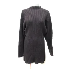 エイミーイストワール eimy istoire ニットワンピース ひざ丈 リブ 長袖 F 茶 ブラウン /YI