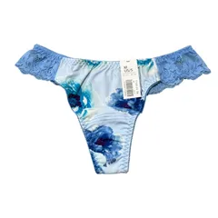 aimerfeel エメフィール Tバックショーツ M ブルー 花柄 レディース下着 ソング タンガ パンティ ランジェリー レース 女性用インナー 新品 未使用 thong panties