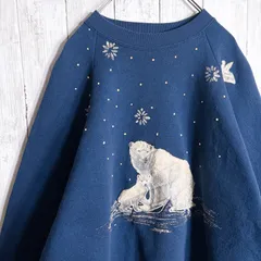 【入手困難】90s USA 古着 Vintage シロクマ ホッキョクグマ ネイビー スウェット トレーナー #t9m