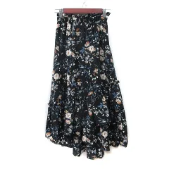 プロポーション ボディドレッシング PROPORTION BODY DRESSING フレアスカート ロング ティアード フィッシュテール 花柄 2S XXS 紺 ネイビー /YI