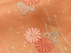 平和屋着物■訪問着　刺繍　枝花文　金彩　正絹　逸品　CABD3833ev