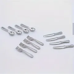 No.486 ミニチュア カトラリー 30本セット スプーン フォーク ナイフ シルバー ドールハウス 撮影小物