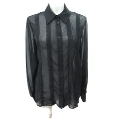 ザラ ZARA シフォンブラウス シアー レース 長袖 S 黒 ブラック /YI
