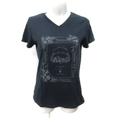 コムサイズム COMME CA ISM Tシャツ カットソー Vネック 半袖 9 M 黒 ブラック /YI