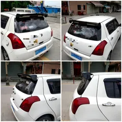 送料無料 スズキ SUZUKI アルト Alto 2005-2015/スイフト Swift ハッチバック用 リアスポイラー ルーフウイング 定風翼 ABS製 黒 外装アクセント 見た目向上 迫力UP 取付サポート 便利 リア上部 すっきり 交換用 汎用タイプ
