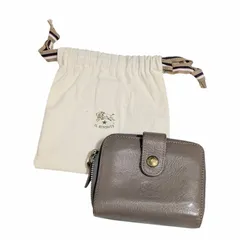 22 IL BISONNTE イルビゾンテ 二つ折り財布 CLASSIC MEDIUM WALLET ラウンドファスナー グレー ブラウン系