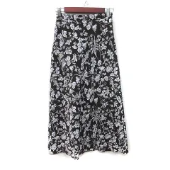 ルクールブラン le.coeur blanc タイトスカート ロング 花柄 36 S 茶 ブラウン 白 ホワイト /YI