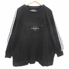 ボルネオ VOLNEO トレーナー スウェット ロゴ刺しゅう ライン 長袖 XL 黒 ブラック /YK