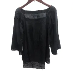 アンタイトル UNTITLED シャツ ブラウス スクエアネック 七分袖 2 M 黒 ブラック /AU