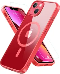 iPhone13/14ケース 6.1インチ レッド+クリア251K1464