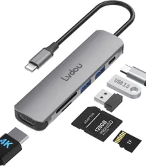 USB-C 6-in-1アダプタ 充電 HDMI SD グレー251K1462