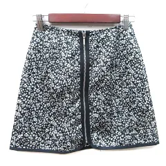 スナイデル SNIDEL 台形スカート ミニ 花柄 0 XS 黒 ブラック 白 ホワイト /YI