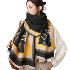 [LumiSyne] 冬 マフラー カシミヤ ストール レディース カラースプライシング 動物柄 タッセル スカーフ 暖かいパシュミナ ソフト ウール 大判 厚手 ショール 0