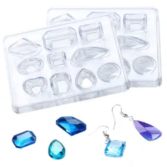 イヤリング ピアス作成 ネックレス レジン 小さい 石膏 ジュエリー 鏡面宝石型 手作り ハンドメイド 樹脂 ソフトシリコンモールド2本入り人気 粘土 UVレジン型 道具再利用可能 YFFSFDC