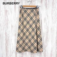 BURBERRY LONDON バーバリーロンドン 定番カラー ノバチェック ワンポイントベルト ウール Aライン ロングスカート ベージュ