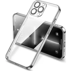 max クリアケース超薄型の高級メッキiPhone pro 12 pro max 12 ケース用電話カバー 透明耐衝撃（iphone iPhone 12pro maxシルバー)