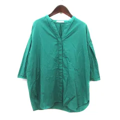 オペークドットクリップ OPAQUE.CLIP シャツ ノーカラー フレアスリーブ 七分袖 M 緑 グリーン /MS ●RY