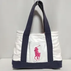 POLO RALPH LAUREN ポロ ラルフローレン ビッグポニー キャンバス トートバッグ 白 ピンクポニー