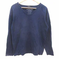 ビームス BEAMS Tシャツ カットソー Vネック 長袖 L 紺 ネイビー /YK