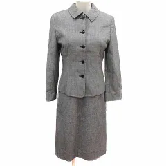 アリスバーリー Aylesbury スーツ セットアップ ステンカラージャケット 総裏地 ワンピース ひざ丈 ノースリーブ ウール 9 M グレー /YK