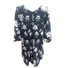 マーキュリーデュオ MERCURYDUO ワンピース ミニ 花柄 七分袖 F 紺 ネイビー /AU