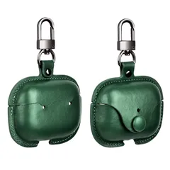ケース ケース PU革 本革 エアーポッズ4 イタリアンレザー (2024) エアーポッズ4用 カバー 第4世代 高級 本革 4 PU革 AirPods 全面保護 耐衝撃 YAODLE 前面LEDランプが見(グリーン)