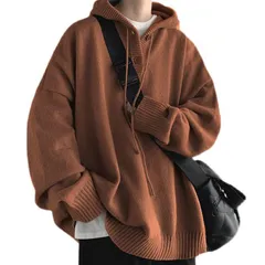 [FJLTDCP] パーカー メンズ プルオーバー 無地 フード付き 秋服 おしゃれ 大きいサイズ フード付きレイヤードカットソートップス ゆったり カジュアル セーター 冬服厚手 暖かい 防寒 brown-2XL 1
