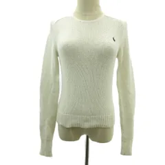 ポロ ラルフローレン POLO RALPH LAUREN 近年 ニット セーター ポニー ロゴ 刺繍 コットン 長袖 S 白 ホワイト