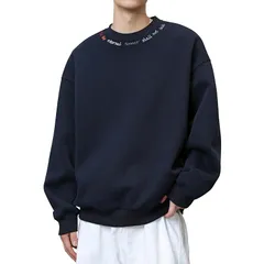 [Fasshonrida] トレーナー メンズ スウェット 秋服 ゆったり 大きいサイズ フードなし パーカー 人気 おしゃれ 襟元刺繍 保温 透湿 ドライ すべすべ 裏地付き 長袖 トップス 中厚 ストレッチ スエット とれーなー 速乾 カットソー スト 0