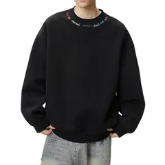 [Fasshonrida] トレーナー メンズ スウェット 秋服 ゆったり 大きいサイズ フードなし パーカー 人気 おしゃれ 襟元刺繍 保温 透湿 ドライ すべすべ 裏地付き 長袖 トップス 中厚 ストレッチ スエット とれーなー 速乾 カットソー ストリー