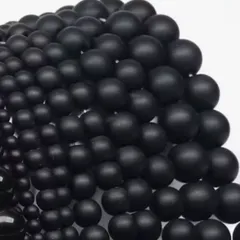 No.490 マットブラックオニキス 8mm 40粒 天然石 ビーズ ハンドメイド パーツ